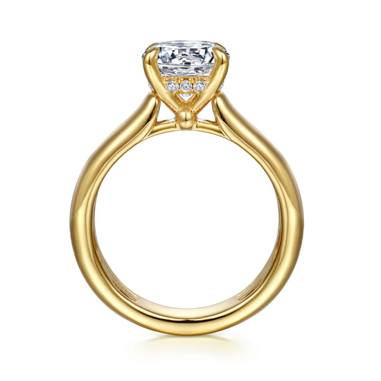 14K Yellow Gold Round Diamond Engagement Ring angle 2 14K Yellow Gold Round Diamond Engagement Ring angle 2