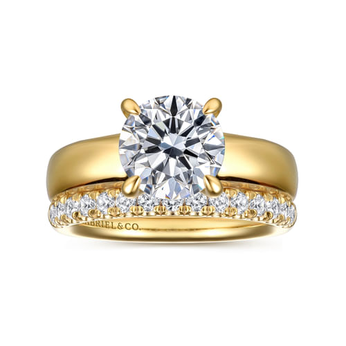 14K Yellow Gold Round Diamond Engagement Ring