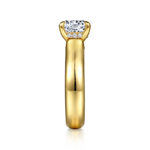 14K Yellow Gold Round Diamond Engagement Ring