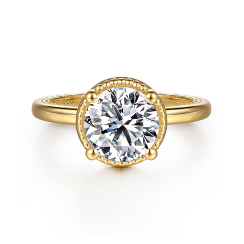 14K Yellow Gold Round Diamond Engagement Ring