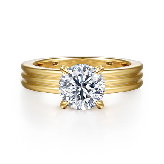 Gabriel - 14K Yellow Gold Round Diamond Engagement Ring