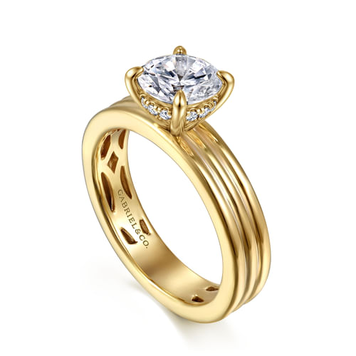 14K Yellow Gold Round Diamond Engagement Ring