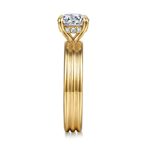 14K Yellow Gold Round Diamond Engagement Ring