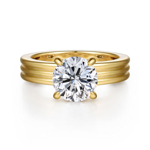 14K Yellow Gold Round Diamond Engagement Ring