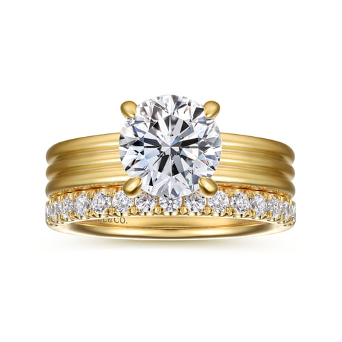 14K Yellow Gold Round Diamond Engagement Ring