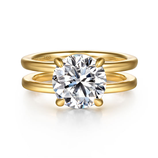 Gabriel - 14K Yellow Gold Round Diamond Engagement Ring