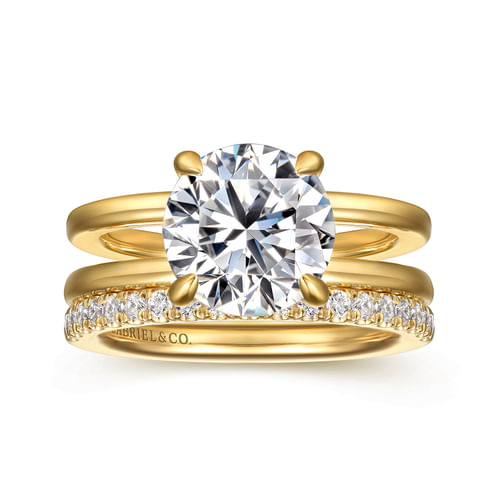 14K Yellow Gold Round Diamond Engagement Ring