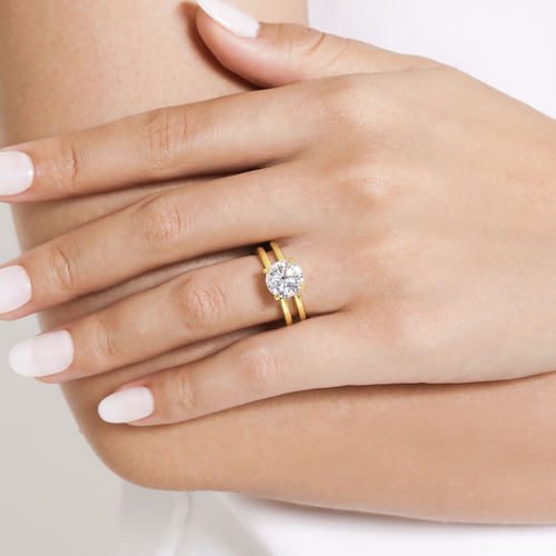 14K Yellow Gold Round Diamond Engagement Ring