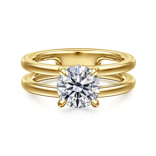 14K Yellow Gold Round Diamond Engagement Ring