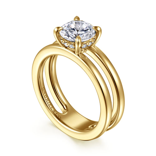 14K Yellow Gold Round Diamond Engagement Ring