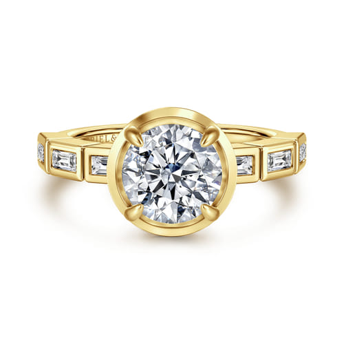 14K Yellow Gold Round Diamond Engagement Ring