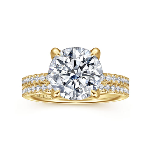 14K Yellow Gold Round Diamond Engagement Ring