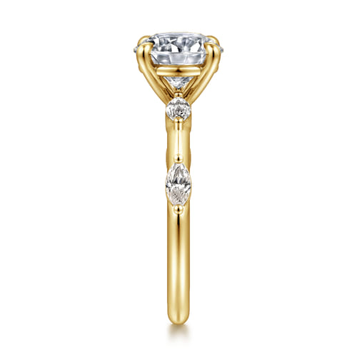 14K Yellow Gold Round Diamond Engagement Ring