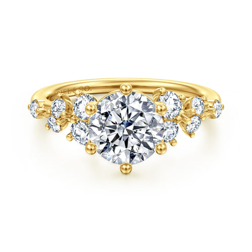 14K Yellow Gold Round Diamond Engagement Ring