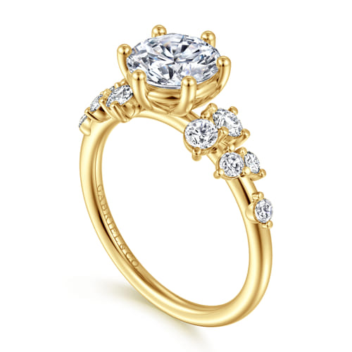 14K Yellow Gold Round Diamond Engagement Ring