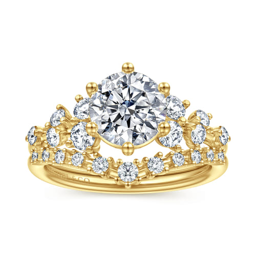 14K Yellow Gold Round Diamond Engagement Ring