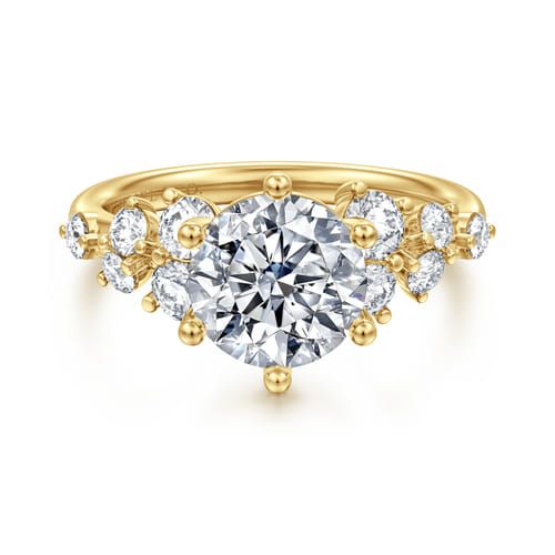 14K Yellow Gold Round Diamond Engagement Ring