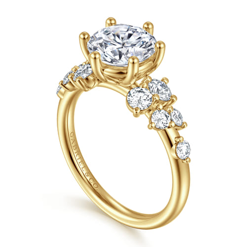 14K Yellow Gold Round Diamond Engagement Ring