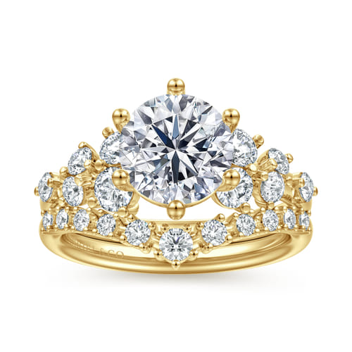 14K Yellow Gold Round Diamond Engagement Ring