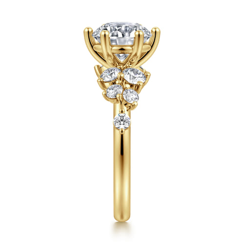 14K Yellow Gold Round Diamond Engagement Ring