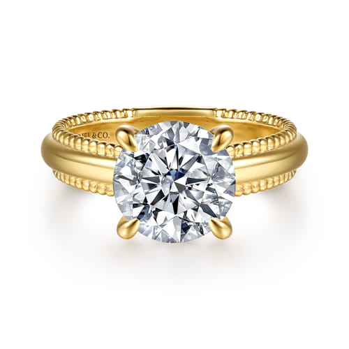 14K Yellow Gold Round Diamond Engagement Ring