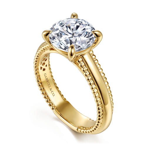 14K Yellow Gold Round Diamond Engagement Ring