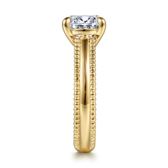 14K Yellow Gold Round Diamond Engagement Ring angle 5