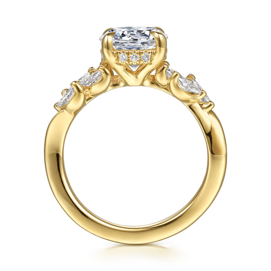 14K Yellow Gold Round Diamond Engagement Ring angle 2