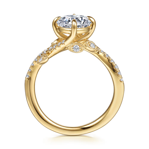 14K Yellow Gold Round Diamond Engagement Ring