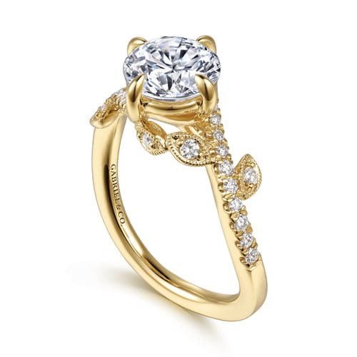14K Yellow Gold Round Diamond Engagement Ring