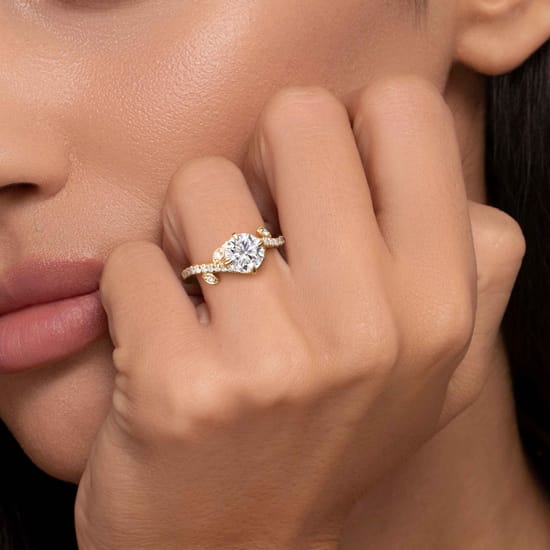 14K Yellow Gold Round Diamond Engagement Ring angle 6