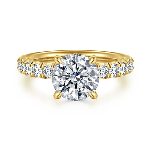 14K Yellow Gold Round Diamond Engagement Ring