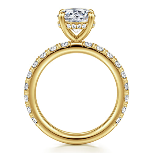 14K Yellow Gold Round Diamond Engagement Ring