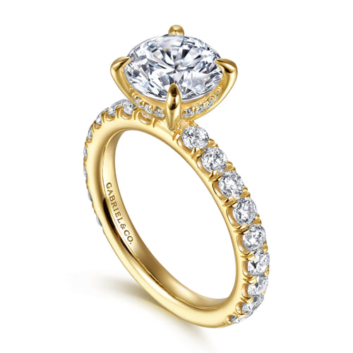14K Yellow Gold Round Diamond Engagement Ring