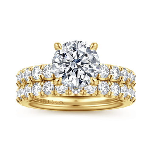 14K Yellow Gold Round Diamond Engagement Ring
