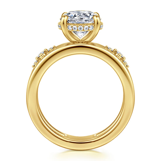 14K Yellow Gold Round Diamond Engagement Ring angle 2