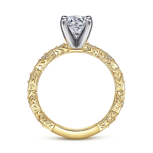 14K Yellow Gold Round Diamond Engagement Ring