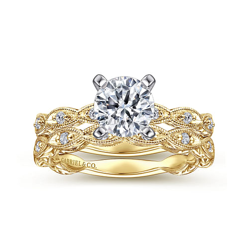 14K Yellow Gold Round Diamond Engagement Ring