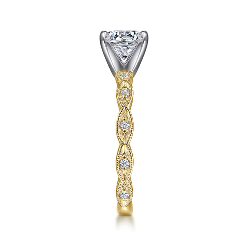 14K Yellow Gold Round Diamond Engagement Ring