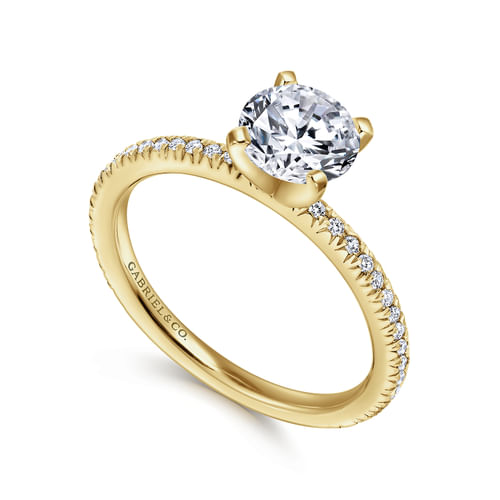 14K Yellow Gold Round Diamond Engagement Ring