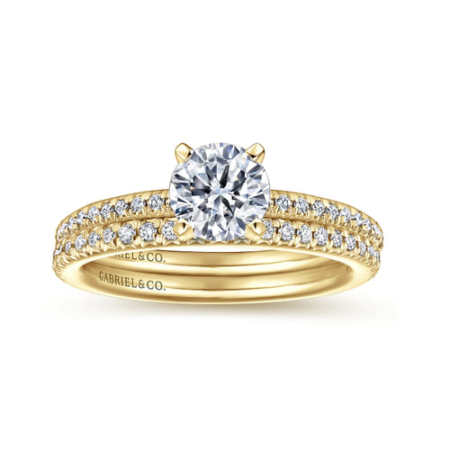 14K Yellow Gold Round Diamond Engagement Ring
