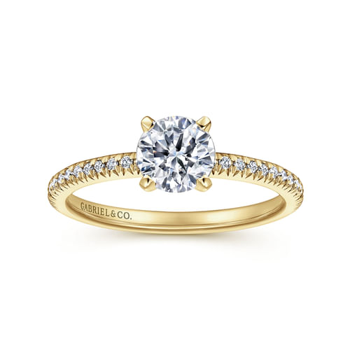 14K Yellow Gold Round Diamond Engagement Ring