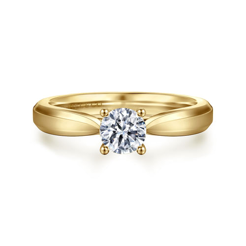 14K Yellow Gold Round Diamond Engagement Ring
