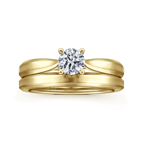 14K Yellow Gold Round Diamond Engagement Ring