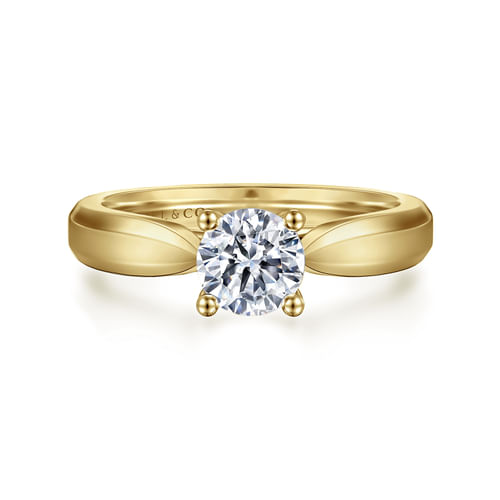14K Yellow Gold Round Diamond Engagement Ring