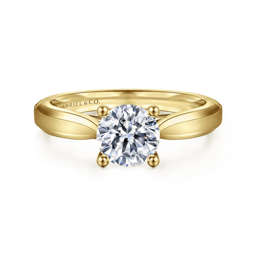 14K Yellow Gold Round Diamond Engagement Ring