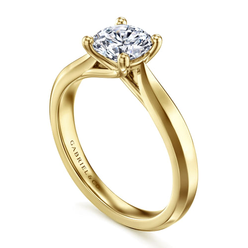 14K Yellow Gold Round Diamond Engagement Ring