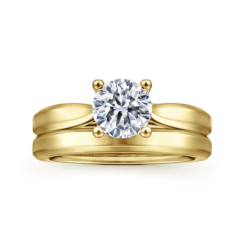 14K Yellow Gold Round Diamond Engagement Ring