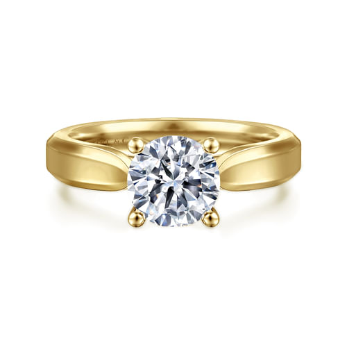 14K Yellow Gold Round Diamond Engagement Ring