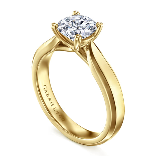 14K Yellow Gold Round Diamond Engagement Ring